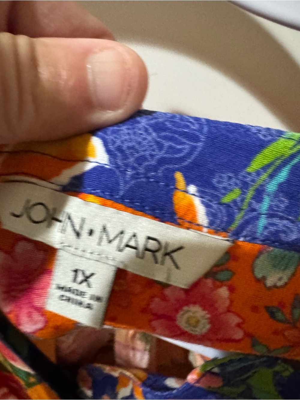 John Mark Orange Floral Button-Front Blouse with Pink Blooms - Picture 4 of 9